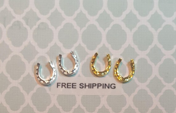 2 Pc Gold Or Silver Horse Shoe Alloy Charm Nail Art Or Crafts Etsy