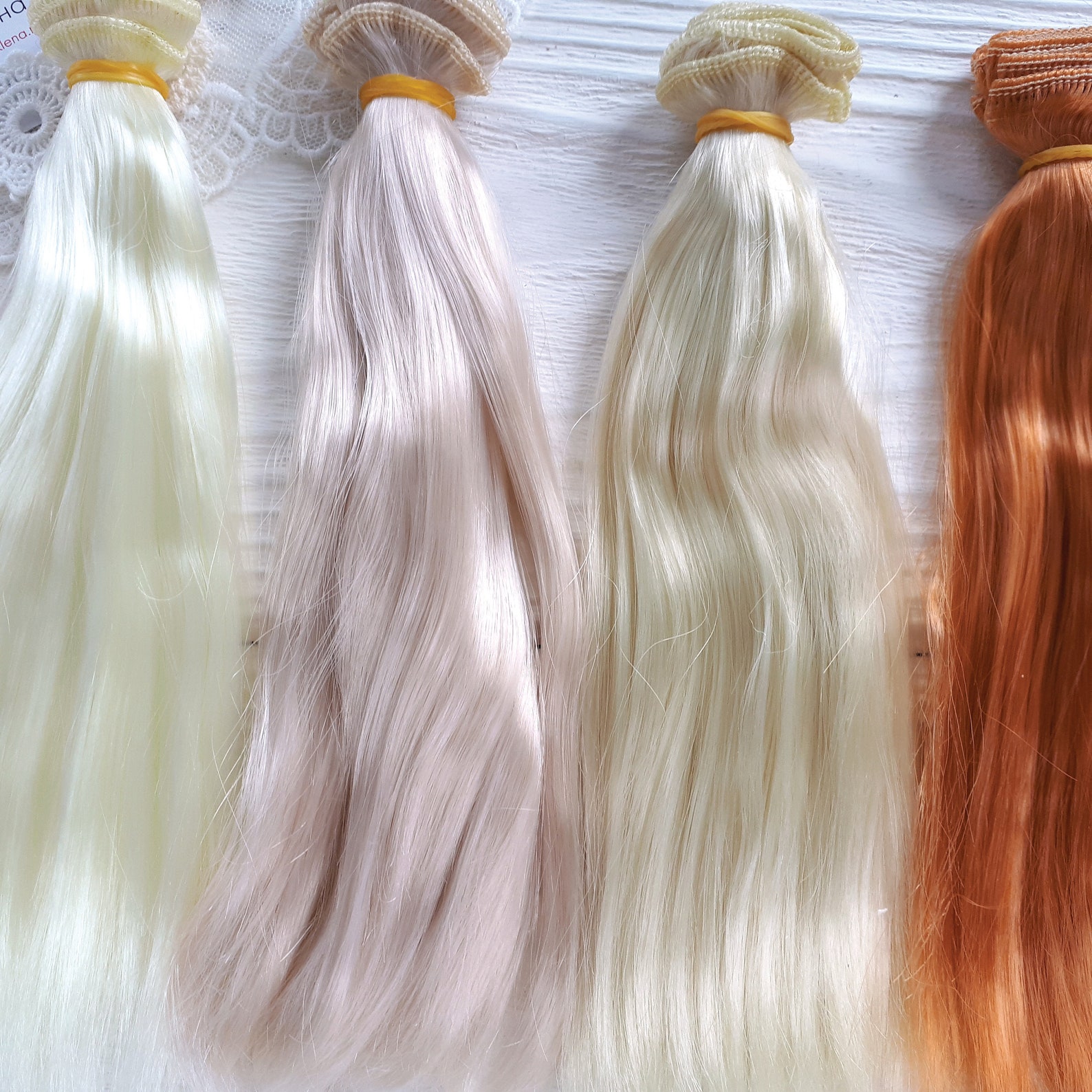 Synthetic doll hair 20 cm straight. Soft shiny. Hair weft Etsy