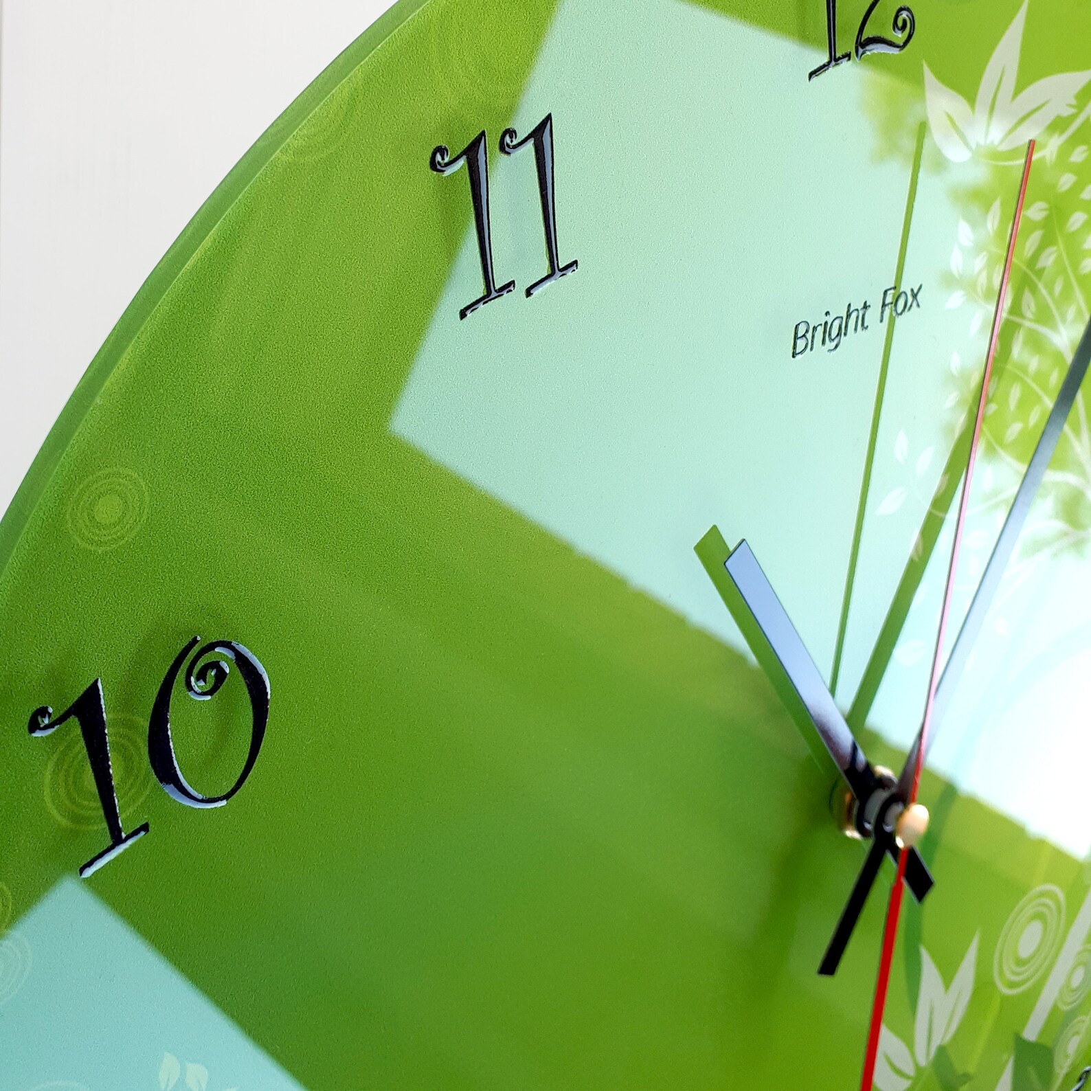 Green wall clock silent acrylic glass round wall clock Etsy
