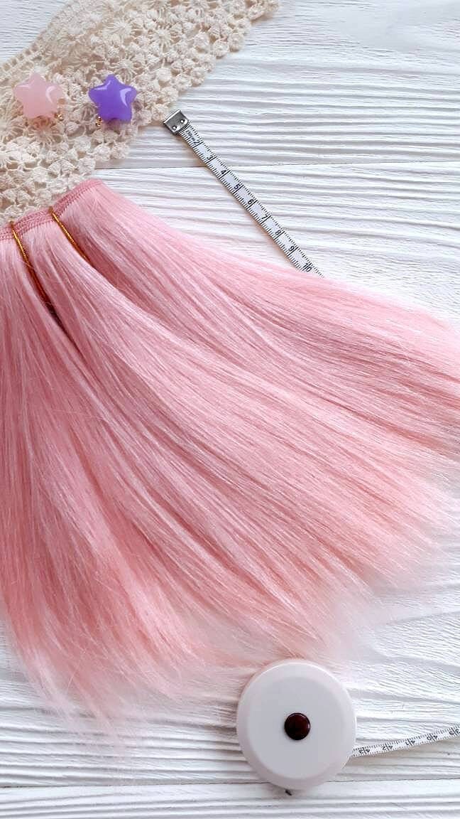 Mohair weft straight Bright Pink doll hair Blythe hair Etsy