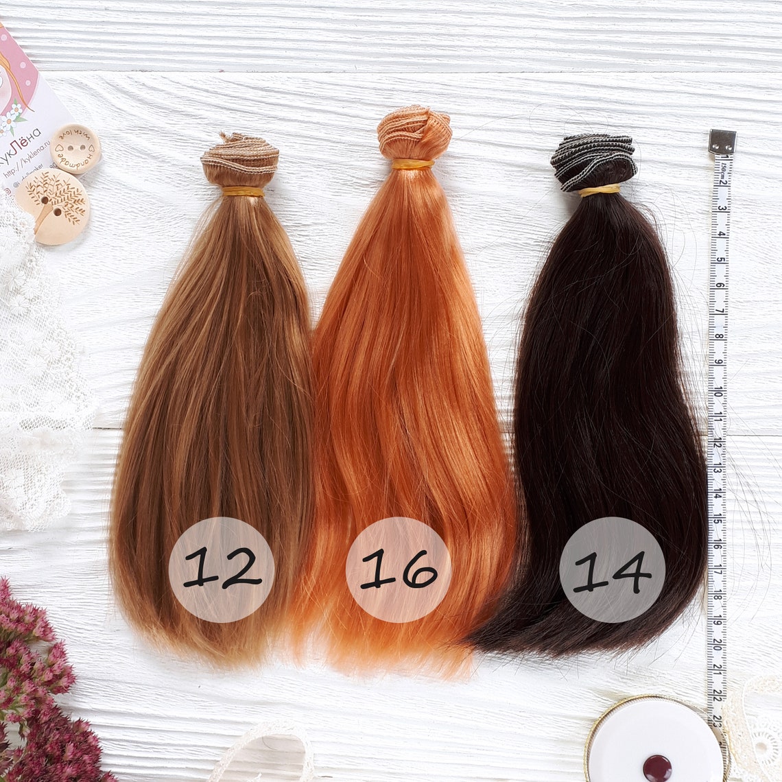 Synthetic doll hair 20 cm straight. Soft shiny. Hair weft Etsy