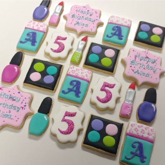 Makeup Cookies/ Makeup Birthday Cookies/ Girly Birthday Cookies/ Cosmetics Cookies