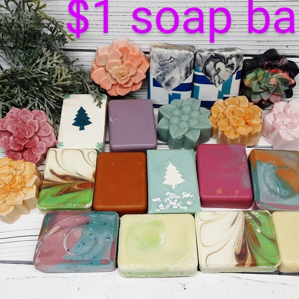 1 DOLLAR SOAP BARS! handcrafted Soap! Handmade Soap Bars, Artisan, Natural Cold processed soap.