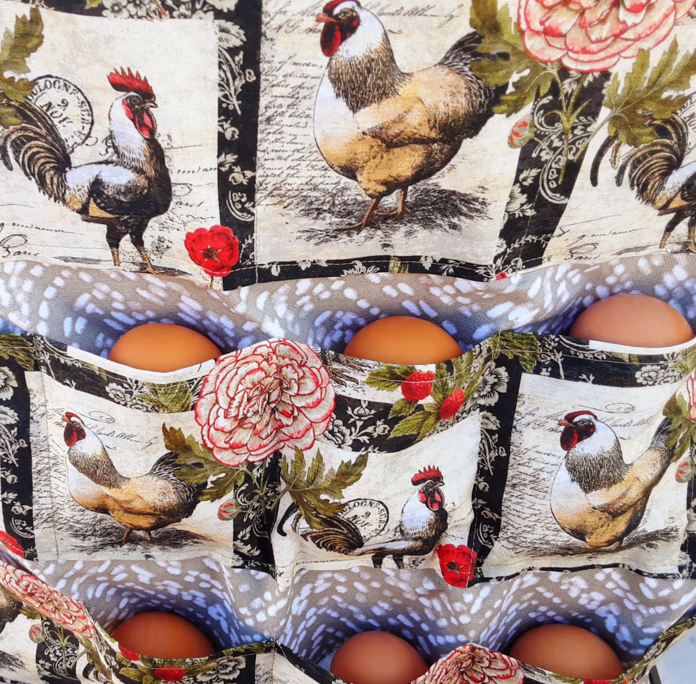 Kitchen Farm Hen Print Two-row Chicken Egg Collecting Gathering Apron  Pocket 