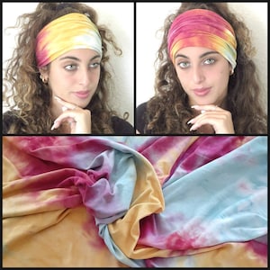 Tie Dye Scrunch Headband, Extra Wide Jersey Headband, Yoga Headband, Running Headband, Women Headband, Men Headband,