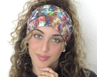 Wide Boho Headband, Knot Wide Headband, Yoga Headband, Scrunch Headband, Abstract Turban Headband, Turban, Head Wrap, Tichel Hair Scarf