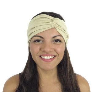 Beige Headband, Jersey Twist Headband, Yoga Headband, Boho Headband, Headwrap, Twist Headwrap, Knot Headband, Women Turban Headband, Turbans