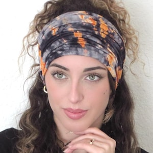 Tie Dye Scrunch Headband, Wide Tube Headband, Women Scrunchy Headband, Yoga Headband, Running Headband, Workout Headband, Fitness Headband