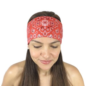 Yoga Headband Red Bandana Headband No Slip Headband Workout Headband Fitness Headband Hippie Headband Hair Accessories Festival Headband S79