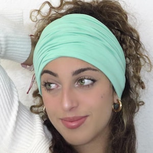 Mint Headband, Wide Scrunchy Headband, Tube Headband, Solid Headband, Yoga Headband, Bandana, Hair cover, Wide Hair Scarf, Women Head Cover