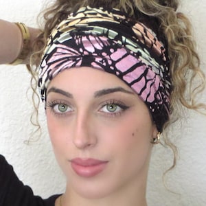 Boho Scrunchy Headband, Hippie Wide Headband, Yoga Headband, Tube Headband, Headwrap, Festival Colorful Headband, Hair Cover, Dreadlock Wrap