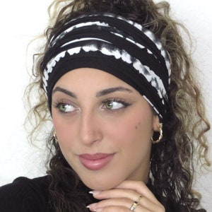 Boho Scrunchy Headband, Hippie Wide Headband, Yoga Headband, Black Bandana Headband, Men Headband, Hair Accessories, Dreadlock Hair Wrap