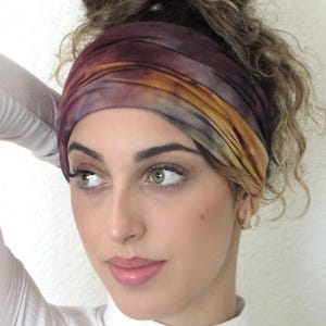 Tie Dye Scrunchy Headband, Boho Wide Headband, Yoga Headband, Tie Dye Hair Wrap, Women Headband, Hippie Headband, Dreadlock Hair Accessories