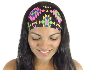 Läuft Stirnband Fitness Stirnband Schwarz Gedruckt Stirnband Yoga Stirnband No Slip Stirnband Hippie Head Wrap Workout Breites Stirnband Turban S213