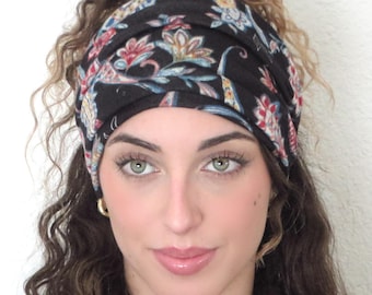 Floral Winter Scrunchy Stirnband, Hippie breites Stirnband, Yoga Stirnband, Bandana Stirnband, Frauen Stirnband, Haarschmuck, Boho Dreadlock