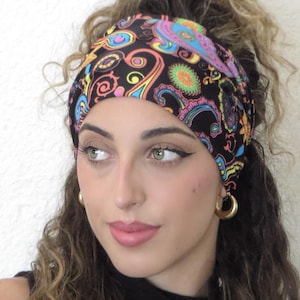 Colorful Paisley Headband, Boho Headband, Wide Headband, Scrunch Headband, Double Layer Headband, Head Wrap, Hair Scarf, Women Headband