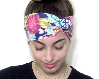 Boho Turban Headband, Adult Headband, Wide Headband, Floral Headband, Women Headwrap, Cotton Twist Headbands, Yoga Headband, Women Headband