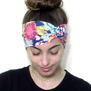 Boho Turban Headband, Adult Headband, Wide Headband, Floral Headband, Women Headwrap, Cotton Twist Headbands, Yoga Headband, Women Headband