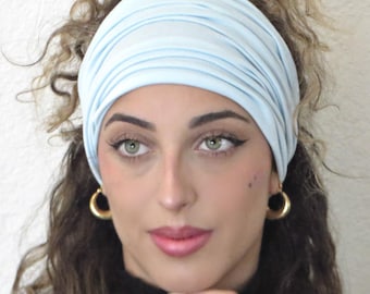 Baby Blue Headband, Extra Wide Yoga Headband, Boho Headband, Running Headband, Light Blue Headband, Women Hair Accessories, Tube Headwrap