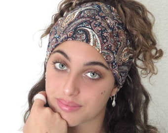 Wide Boho Headband, Paisley Knot Headband, Yoga Headband, Scrunch Headband, Turban Headband, Wide Turban, Head Wrap, Hair Scarf, Bandana