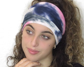 Tie Dye Extra Wide Scrunch Headband, Yoga Headband, Running Headband, Workout Headband, Women Headband, Boho Bandeau Headband, Men Headwrap