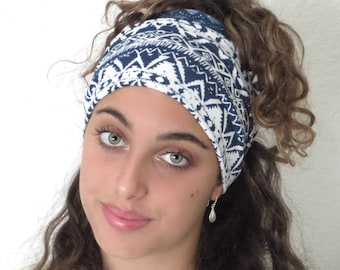 Aztec Headband, Knot Wide Headband, Wide Boho Headband, Yoga Headband, Scrunch Headband, Turban Headband, Wide Turban, Head Wrap, Hair Scarf