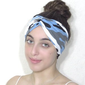 Turban Headband, Yoga Headband, Adult Headband, Blue Turban Headband, Yoga Headwrap, Jersey Twist Headband, Running Headband, Women Headband