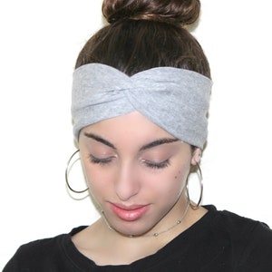 Gray Headband, Turban Headband, Adult Headband, Twist Headband, Wide Headband, Headwrap, Jersey Headbands, Yoga Headband, Women Headband