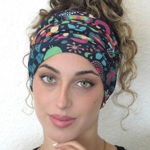 Boho Scrunchy Headband, Hippie Wide Headband, Yoga Headband, Abstract Bandana Headband, Women Turban, Hair Accessories, Dreadlock Hair Wrap
