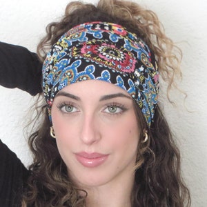 Abstract  Extra Wide Scrunch Headband, Boho Jersey Headband, Scrunch Headband, Yoga Headband, Running Headband, Women Headband, Men Headband