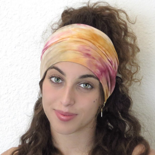 Tie Dye Scrunch Headband, Extra Wide Jersey Headband, Yoga Headband, Running Headband, Women Headband, Men Headband,