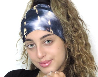 Tie Dye Extra Wide Scrunch Headbands, Boho Jersey Headband, Scrunch Headband, Yoga Headband, Running Headband, Women Headband, Men Headband