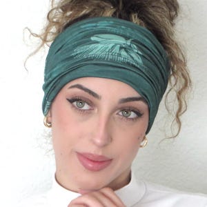 Scrunchy Headband, Bohemian Wide Headband, Yoga Headband, GREEN Headband, Bandana Headband, Women Turban, Boho Headband, Hair Accessories