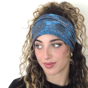 Boho Scrunchy Headband, Hippie Wide Headband, Yoga Headband, Bandana Headband, Women Hair Accessories, Teal Headband, Knot Headband, Turban