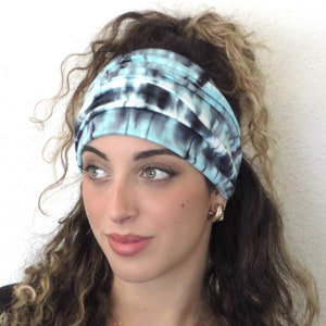 Tie Dye Headband, Boho Scrunchy Headband, Hippie Wide Headband, Yoga Headband, Bandana Tube Headband, Dreadlock Hair Wrap, Hiking Headband