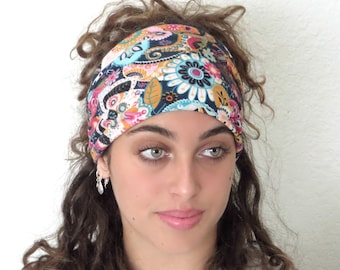 Breites Boho Stirnband, Knoten breites Stirnband, Yoga Stirnband, Scrunch Stirnband, Floral Turban Stirnband, breiter Turban, Kopf wickeln, Haar Schal