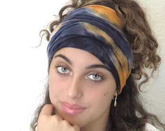 Tie Dye Extra Wide Scrunch Headbands, Boho Jersey Headband, Scrunch Headband, Yoga Headband, Running Headband, Women Headband, Men Headband