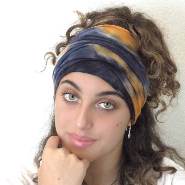 Tie Dye Extra Wide Scrunch Headbands, Boho Jersey Headband, Scrunch Headband, Yoga Headband, Running Headband, Women Headband, Men Headband