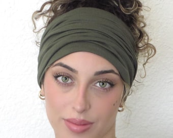 2 Sciarpe Rosse Da Donna Sciarpa Testa Retro Anni 1940 Fascia Bandana Di Arco Nero Boho Fascia - Foto 7