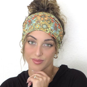 Boho Scrunchy Headband, Wide Yoga Headband, Knot Headband, Hippie Headband, Women Headband, Turban, Head Wrap, Hair Scarf, Hair Accessories