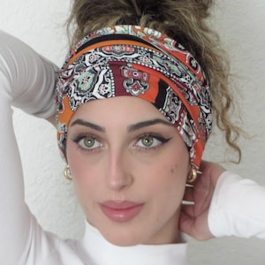 Extra Wide Scrunch Headband, Soft Jersey Headband, Patchwork Scrunch Headband, Yoga Headband, Running Headband, Women Headband, Men Headband