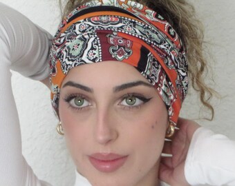 Extra Wide Scrunch Headband, Soft Jersey Headband, Patchwork Scrunch Headband, Yoga Headband, Running Headband, Women Headband, Men Headband