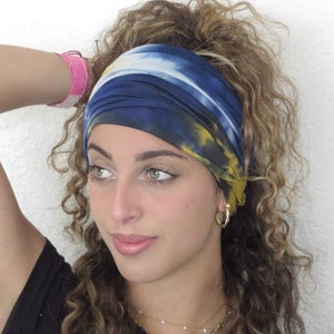 Tie Dye Scrunch Headband, Yoga Headband, Bandeau Boho Headband, Workout Headband, Fitness Headband, Extra Wide Headband, Turban Headband