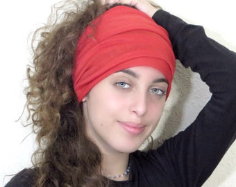 Red Headband, Scrunchy Headband, Yoga Headband, Running Headband, Workout Headband, Fitness Headband, Extra Wide Headband, Turban Headband
