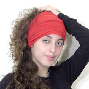 Red Headband, Scrunchy Headband, Yoga Headband, Running Headband, Workout Headband, Fitness Headband, Extra Wide Headband, Turban Headband