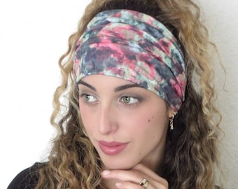 Diadema bohemia con flequillo, diadema ancha hippie, diadema de yoga, bandana, accesorios para el cabello para mujer, diadema verde azulado, diadema con nudo, turbante