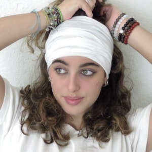 White Headband, Scrunchy Headband, Yoga Headband, Running Headband, Workout Headband, Fitness Headband, Extra Wide Headband, Turban Headband