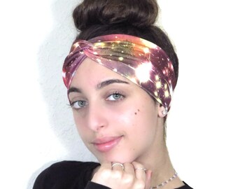 Galaxy Turban Headband, Yoga Headband, Headbands For Women, Galaxy Print Twist Headband,  Running Headband, Wide Headband, Hair Accessories