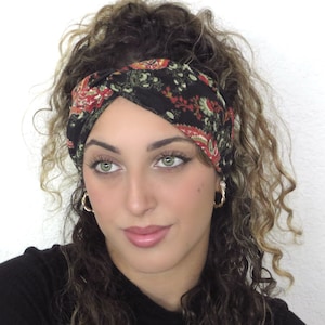 Paisley Twisty Headband, Black Twisted Headband, Soft Turban Headband, Women Headband, Fall Headband, Autumn Headband, Knot Headband, Turban