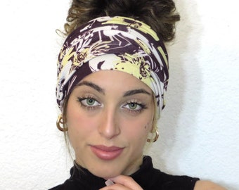 Boho Headband, Extra Wide Headband, Yoga Headband, Scrunch Headband, Floral Headband, Tube Headband, Wide Turban, Head Wrap, Hair Scarf